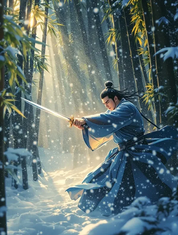 剑落长安短剧封面，武侠题材，共56集